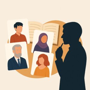 شخصيات رواية خيالية تتشكل على الورق أثناء الكتابة الإبداعية