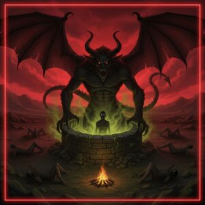 صورة توضح لحظة خروج الشيطان من البئر