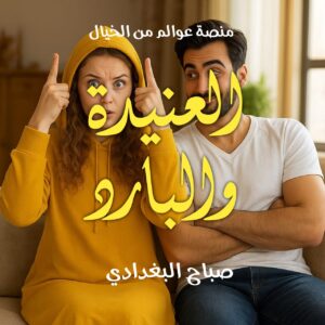 صورة لفتاة ترتدي فستانًا طويلًا وكاب يغطي شعرها ويديها، تجلس بجوار شاب على أريكة داخل غرفة مضيئة، وتظهر بتعبير وجه كوميدي وتشير إلى نفسها بينما ينظر إليها الشاب بابتسامة خفيفة.